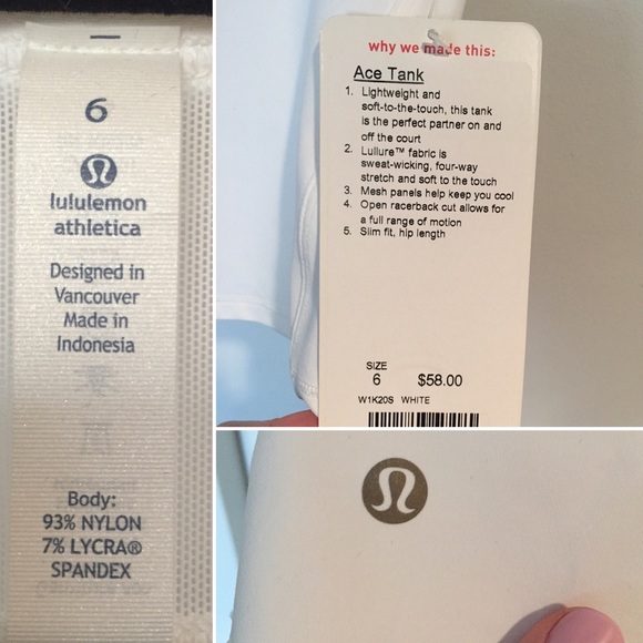 NWT Lululemon Ace Tank Top 6 White Tennis 🎾 - Picture 8 of 8